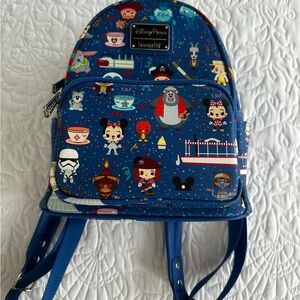 Loungefly Navy Blue Disney Parks Mini Backpack with Character Print